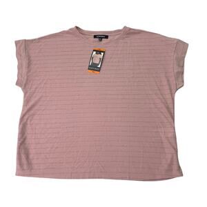NWT Ellen Tracy Womens XXL Pink Short Dolman Sleeve Pink Shimmer Stripe TeeShirt